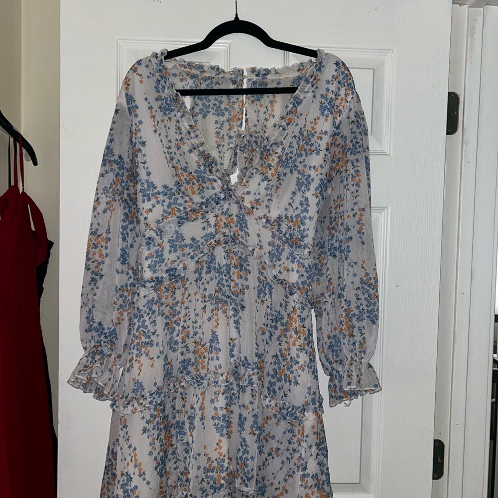 Floral Chiffon Dress with Ruffle Details